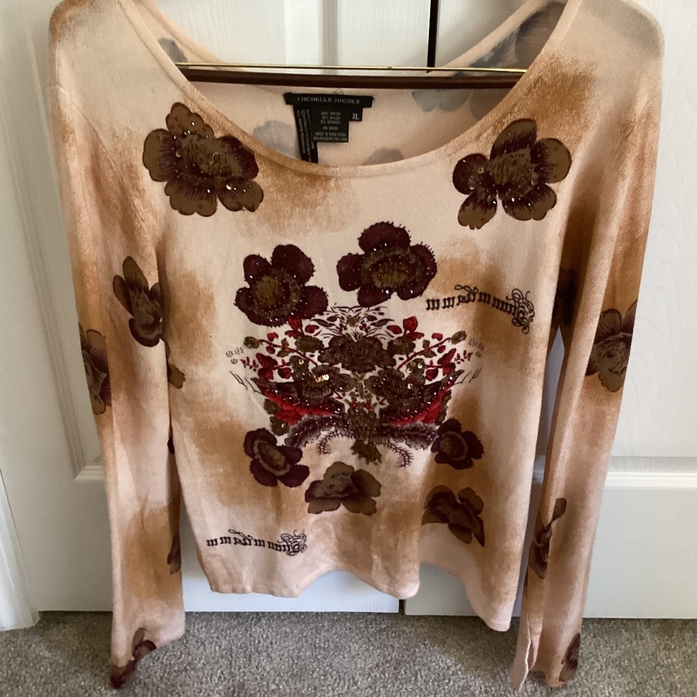 Ladies Michelle Nicole Beaded Sweater Size XL FLAW